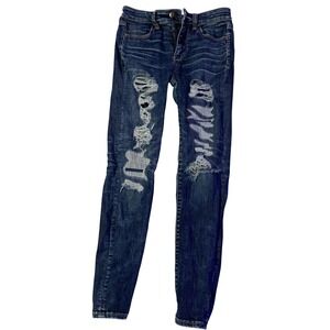American Eagle Hi-Rise Jegging Dark Wash Distressed Super Stretch X Jeans Size 4